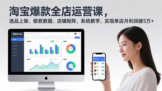 淘宝爆款全店运营课2.0，选品上架、极致数据、店铺矩阵，系统教学，实现单店月利润破5万+-情久项目网
