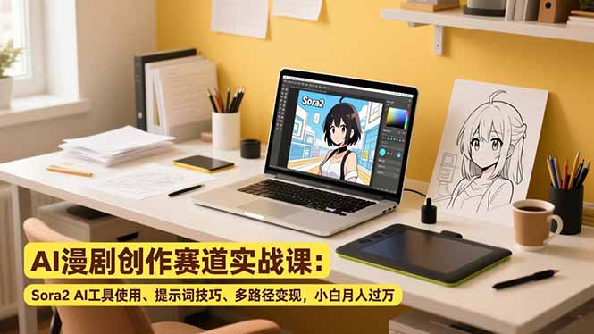 AI漫剧创作赛道实战课：Sora2 AI工具使用、提示词技巧、多路径变现，小白月入过万-情久项目网