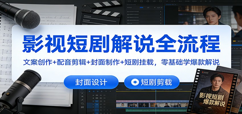 影视短剧解说全流程：文案创作+配音剪辑+封面制作+短剧挂载，零基础学爆款解说-情久项目网