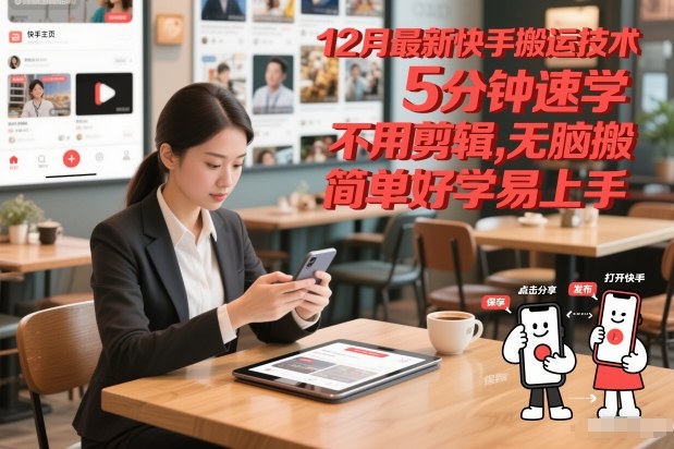 12月最新快手搬运技术，5分钟速学，不用剪辑无脑搬，简单好学易上手-情久项目网