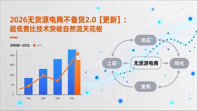 2026无货源电商不备货2.0【更新】：超低费比技术突破自然流天花板，单店月利润1-3万元-情久项目网