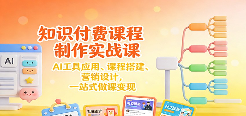 知识付费课程制作实战课：AI工具应用 、课程搭建、营销设计，一站式做课变现-情久项目网