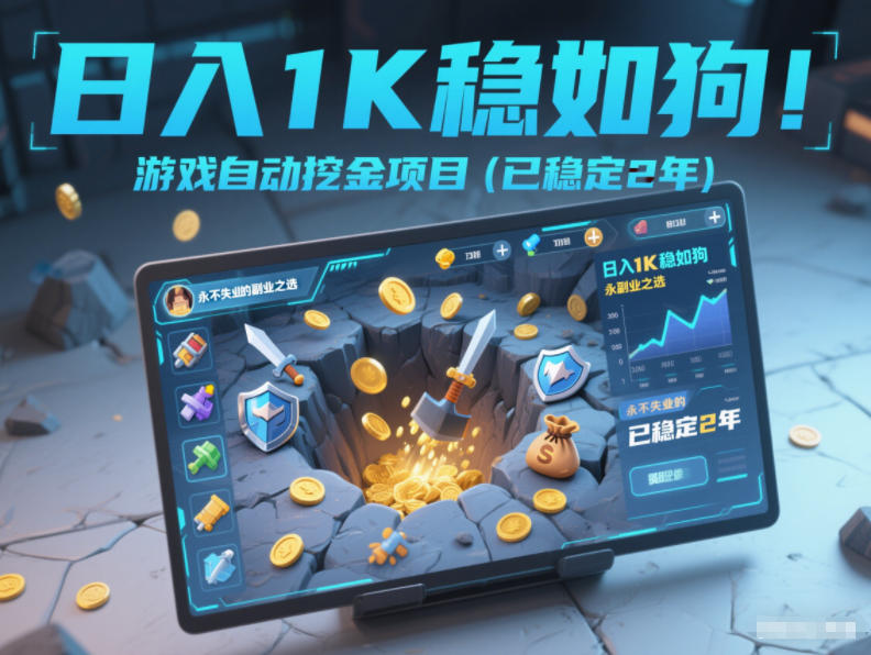 日入1K稳如狗！游戏自动挖金项目(已稳定2年)，永不失业的副业之选【揭秘】-情久项目网