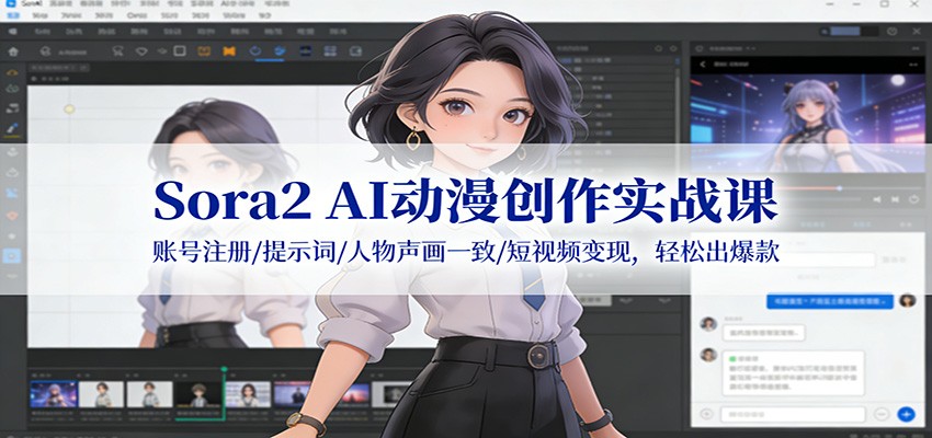 Sora2 AI动漫创作实战课：账号注册/提示词/人物声画一致/短视频变现，轻松出爆款-情久项目网