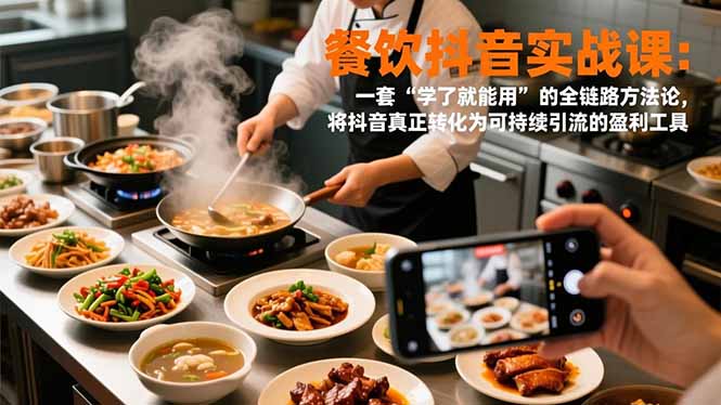 餐饮抖音实战课：一套“学了就能用”的全链路方法论，将抖音真正转化为可持续引流的盈利工具-情久项目网