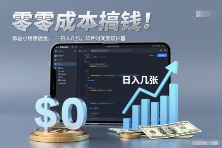 零成本搞钱，微信小程序掘金，简单易操作，日入几张，碎片时间变现神器【揭秘】-情久项目网