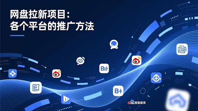 网盘拉新项目：各个平台的推广方法，公众号、截留玩法，微博，B站，百度智能体-情久项目网