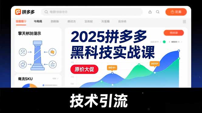 2025拼多多黑科技实战课，擎天柱玩法、爆流SKU、原价大促，技术引流，单店日销轻松破千单-情久项目网