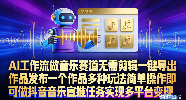 AI工作流做音乐赛道，无需剪辑，一键导出作品发布，一个作品多种玩法，简单操作即可做抖音音乐宣推任务-情久项目网