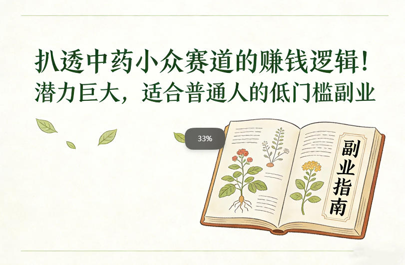 扒透中药小众赛道的賺米逻辑，潜力巨大，适合普通人的低门槛副业-情久项目网