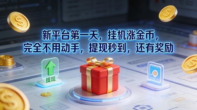 新平台第一天，挂G涨金币，完全不用动手，提现秒到，还有奖励【揭秘】-情久项目网