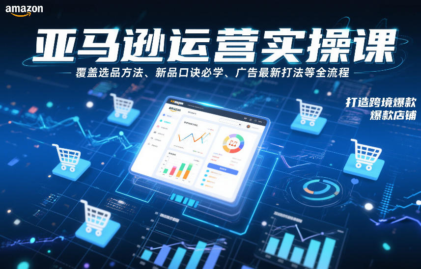 亚马逊运营实操课，覆盖选品方法、新品口诀必学、广告最新打法等全流程，打造跨境爆款店铺-情久项目网