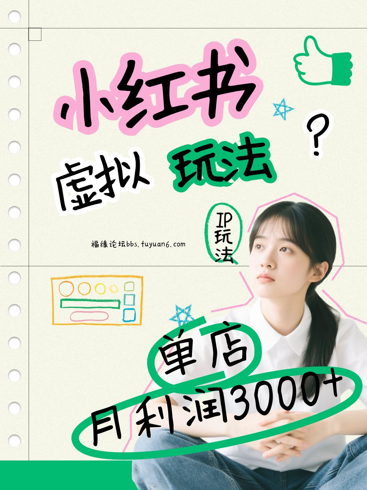 小红书虚拟玩法(铺货流和单品玩法)，单店月利润3000+，IP打法+原创商品(0违规)-情久项目网