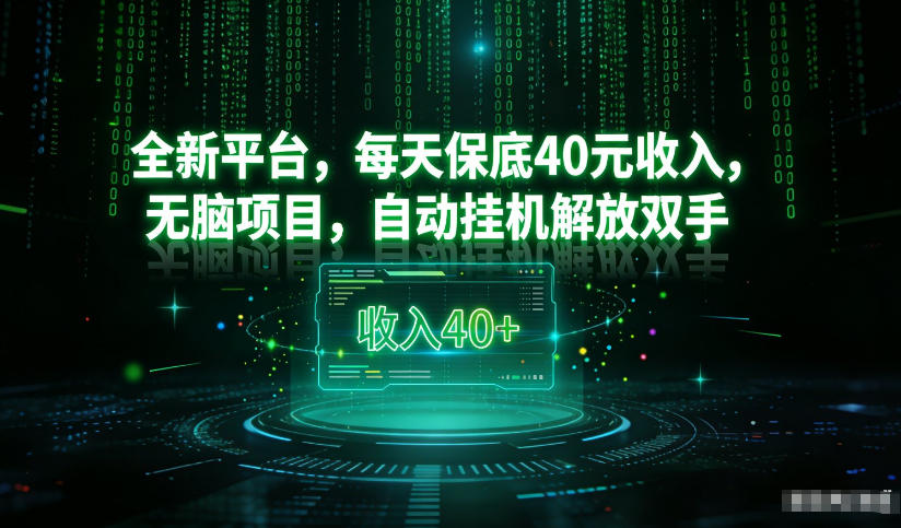最新看广平台，每天保底30-4米，无脑项目，自动挂G解放双手【揭秘】-情久项目网