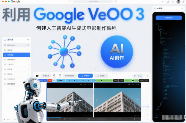利l用Google Veo 3创建人工智能AI生成式电影制作课程，使用人工智能的力量创建令人惊叹的视频-情久项目网