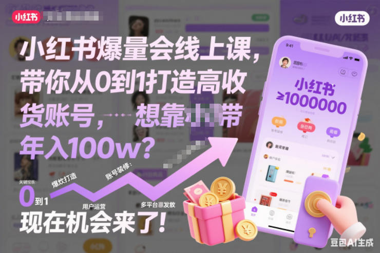 小红书爆量会线上课，带你从0到1打造高收益带货账号，想靠小红书带货年入100w？现在机会来了！(更新)-情久项目网