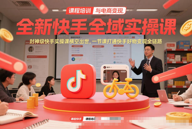 全新快手全域实操课，封神级快手实操课横空出世，一节课打通快手好物变现全链路-情久项目网