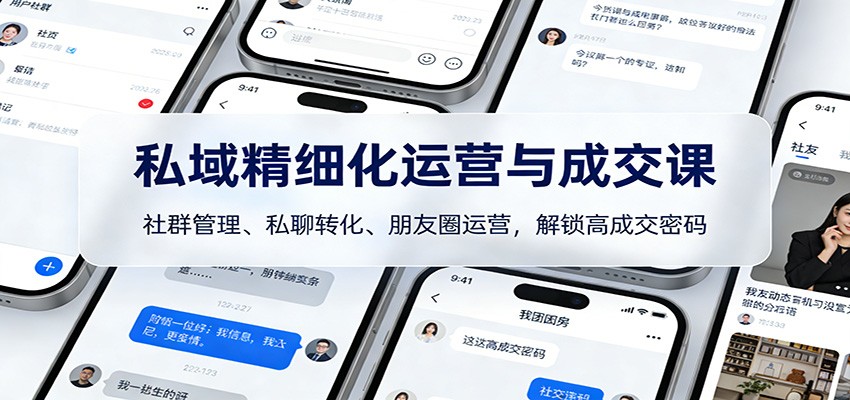 私域精细化运营与成交课：社群管理、私聊转化、朋友圈运营，解锁高成交密码-情久项目网