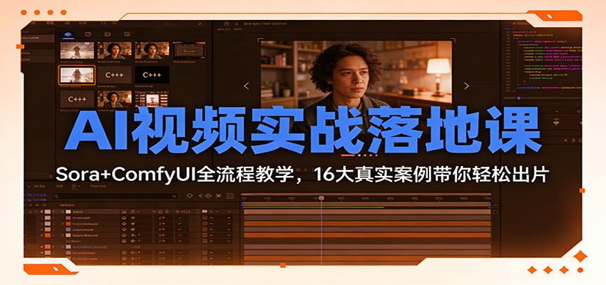 AI视频实战落地课：Sora+ComfyUI全流程教学，16大真实案例带你轻松出片-情久项目网