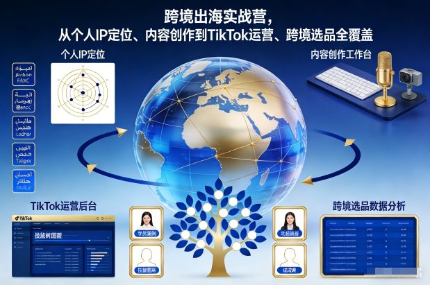 跨境出海实战营，从个人IP定位、内容创作到TikTok运营、跨境选品全覆盖-情久项目网