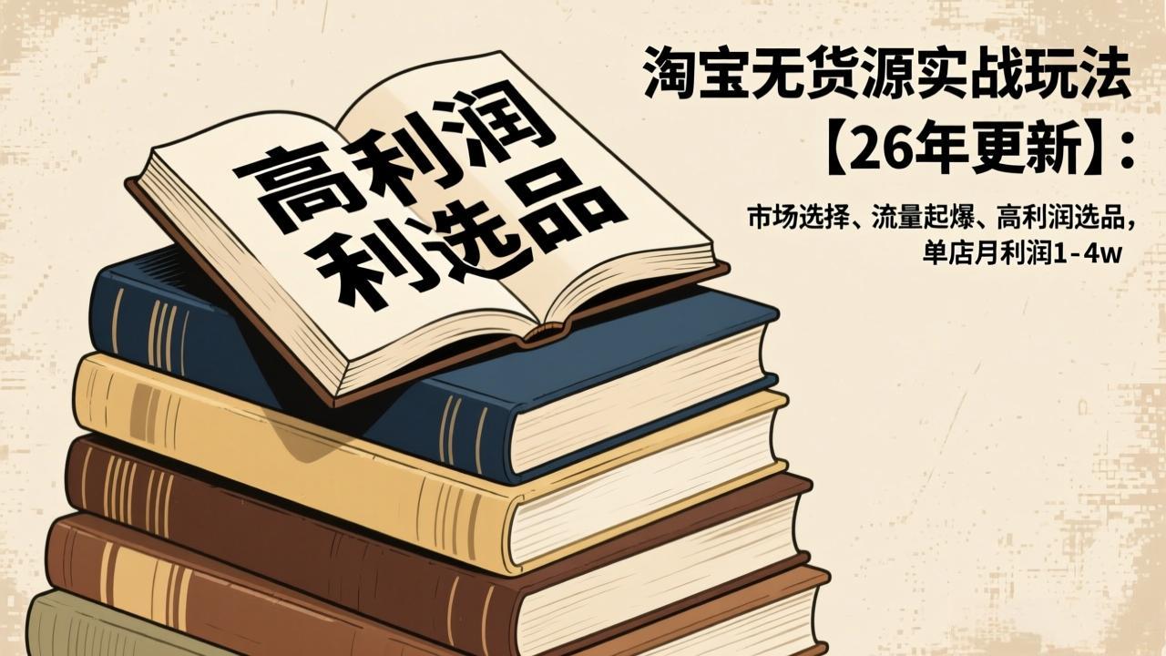淘宝无货源实战玩法【26年更新】：市场选择、流量起爆、高利润选品，单店月利润1-4w-情久项目网