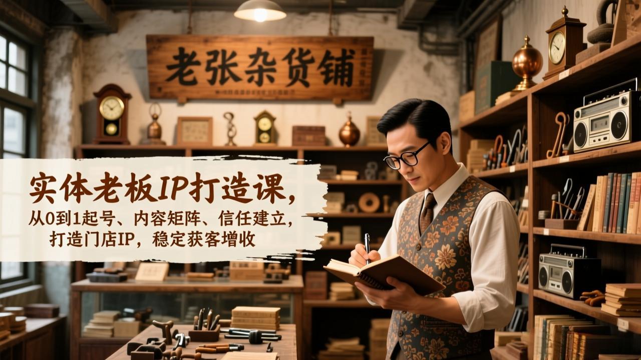 实体老板IP打造课，从0到1起号、内容矩阵、信任建立，打造门店IP，稳定获客增收-情久项目网