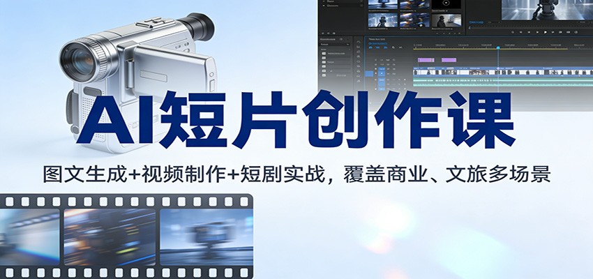 AI短片创作课：图文生成+ 视频制作+短剧实战，覆盖商业、 文旅多场景-情久项目网