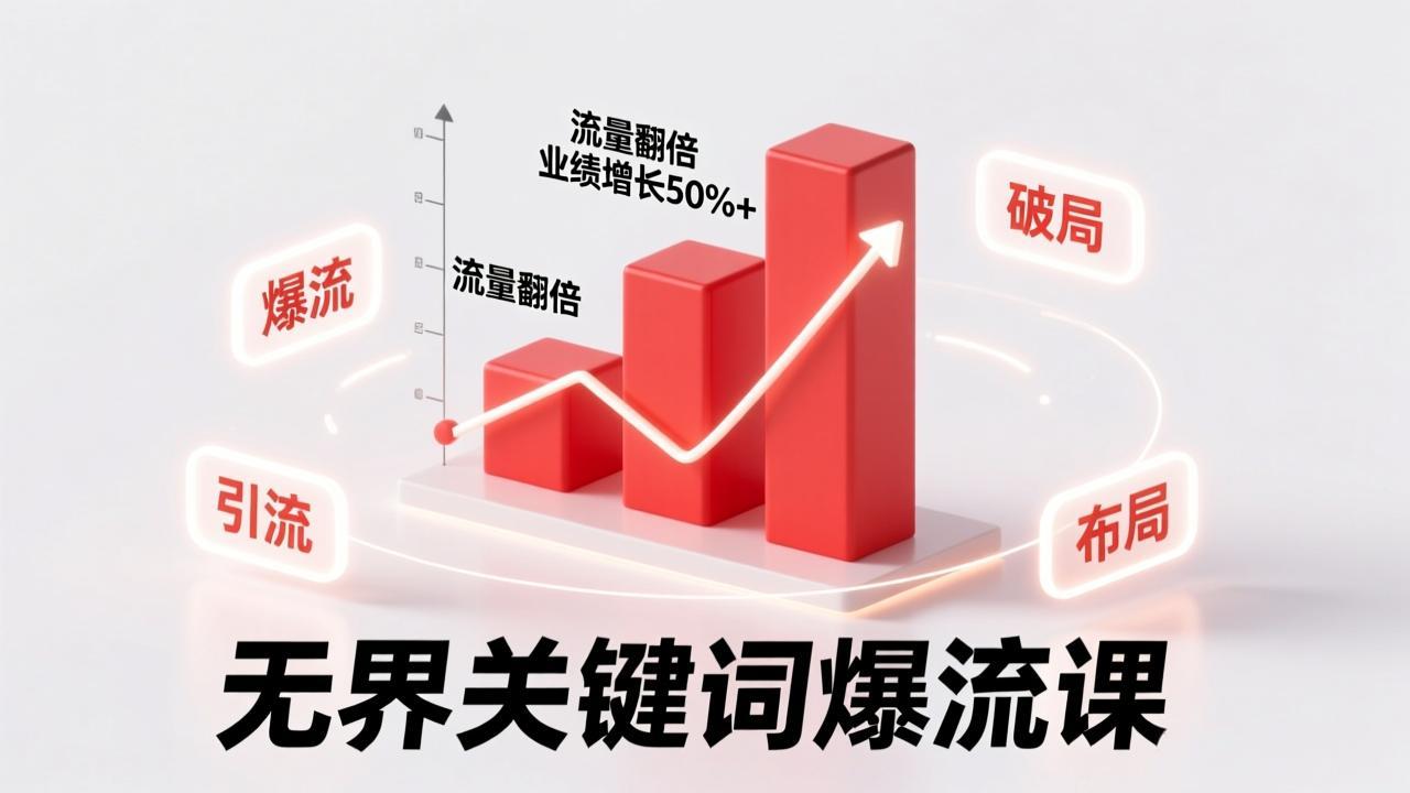 无界关键词爆流课，破局布局逻辑、阶段精准引流，实现流量翻倍，店铺业绩增长50%+。-情久项目网