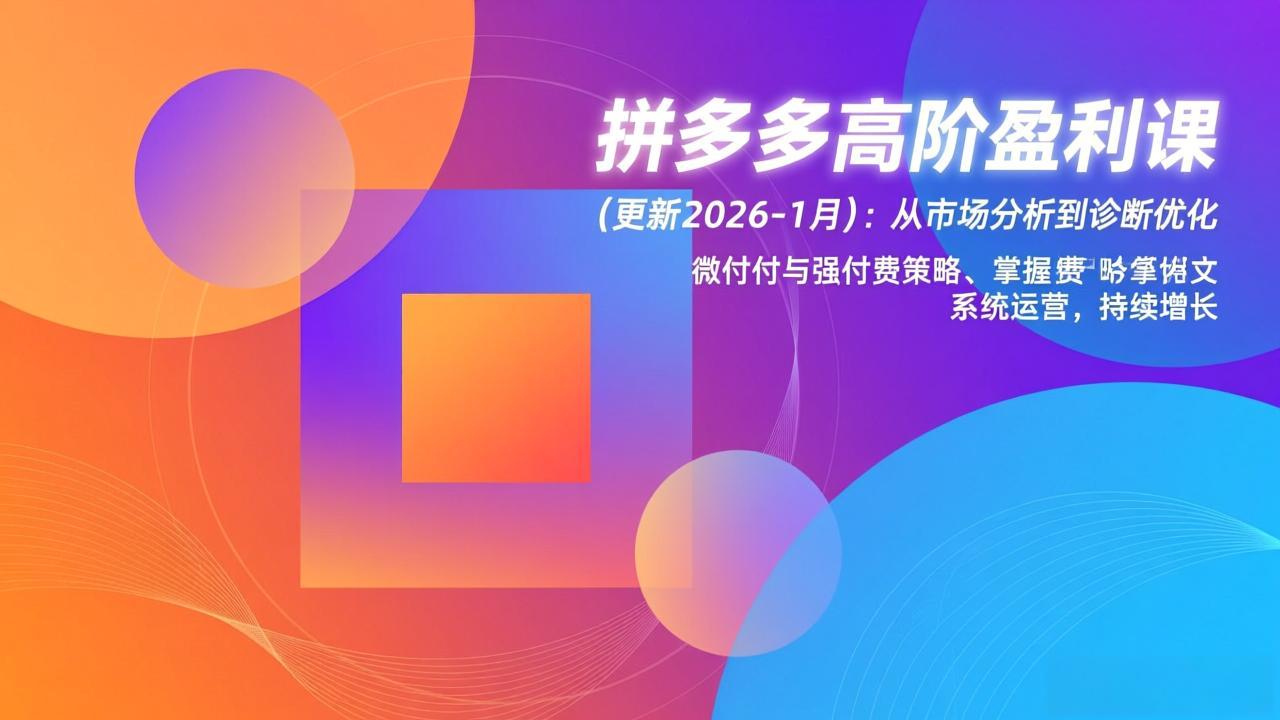 拼多多高阶盈利课(更新2026-1月-情久项目网