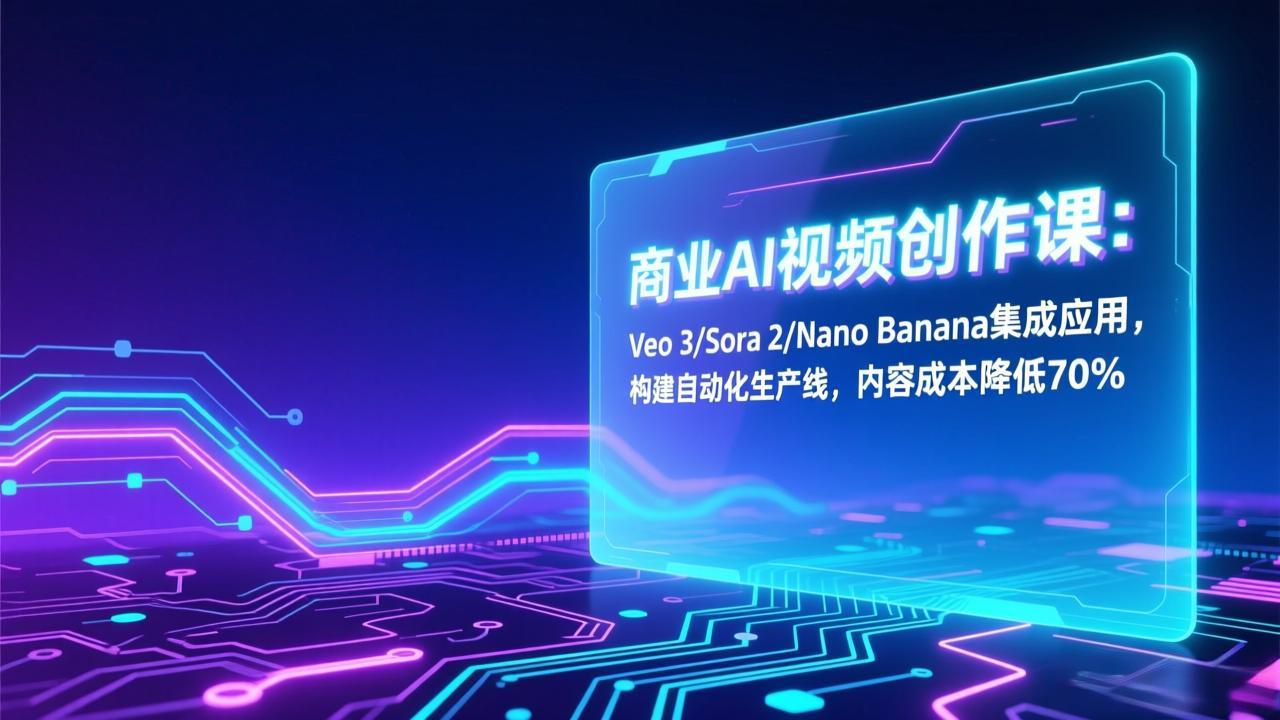 商业AI视频创作课：Veo 3/Sora 2/Nano Banana集成应用，构建自动化生产线，内容成本降低70%-情久项目网