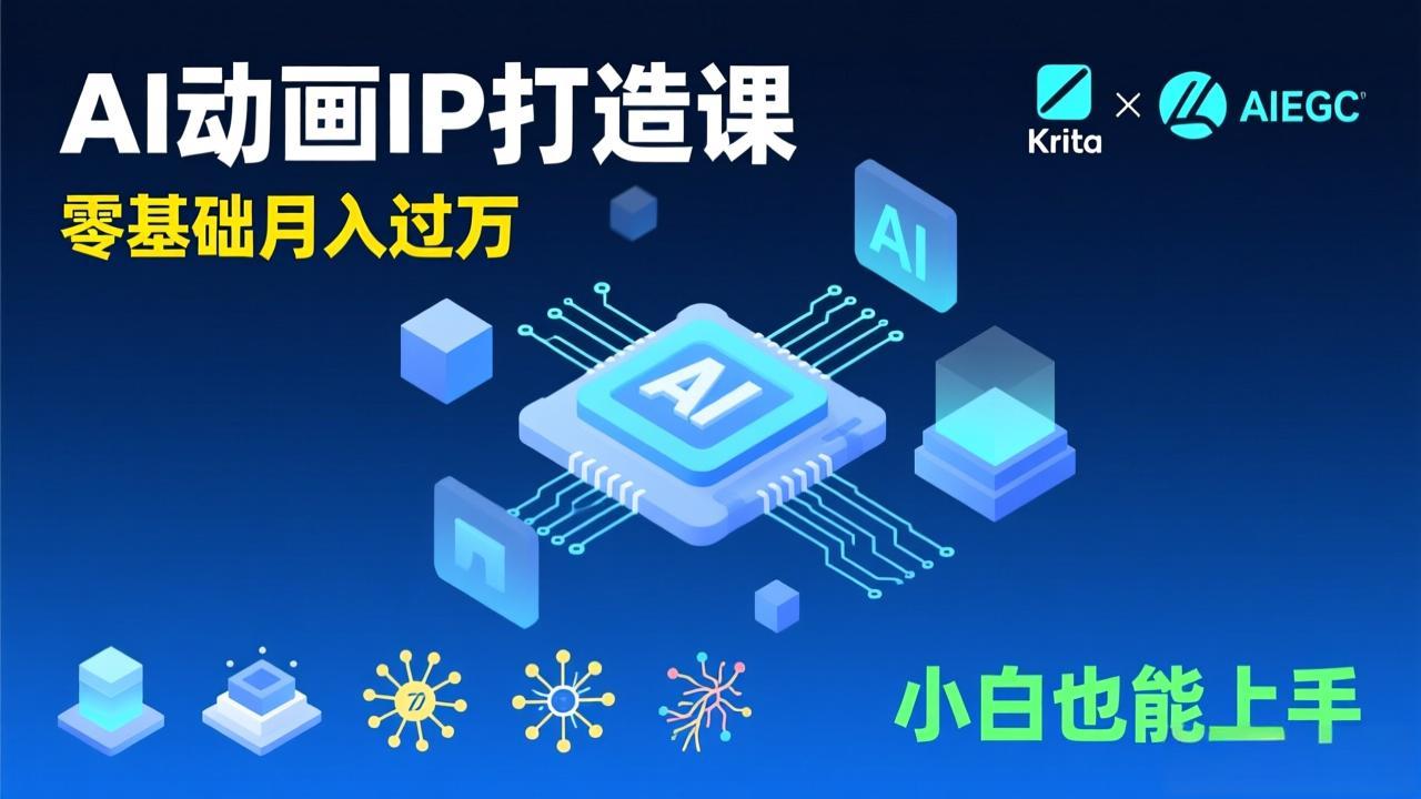 AI动画新手变现课，Krita+AIGC、模型训练、商单资源，零基础月入过万，小白也能上手-情久项目网