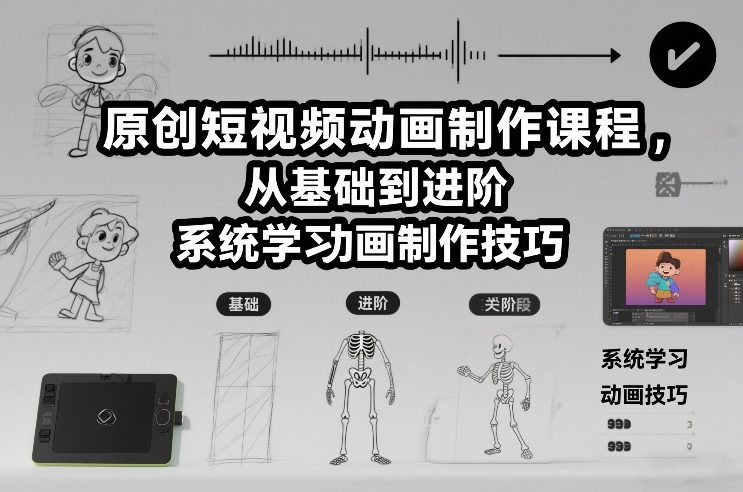 原创短视频动画制作课程，从基础到进阶，系统学习动画制作技巧-情久项目网