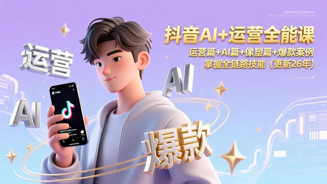抖音AI+运营全能课，运营篇+AI篇+像塑篇+爆款案例，掌握全链路技能(更新26年-情久项目网