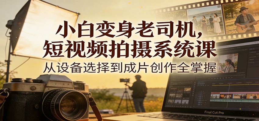 小白变身老司机，短视频拍摄系统课，从设备选择到成片创作全掌握-情久项目网