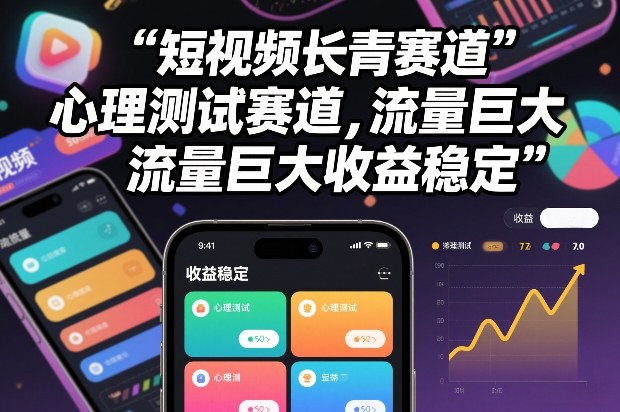 短视频长青赛道，心里测试赛道，流量巨大，收益稳定-情久项目网