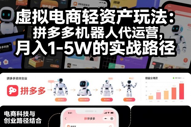 虚拟电商轻资产玩法：拼多多机器人代运营，月入1-5W的实战路径【揭秘】-情久项目网