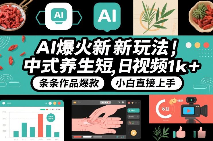 AI爆火新玩法，中式养生短视频，日收益1k+条条作品爆款，小白直接上手，附详细教程-情久项目网