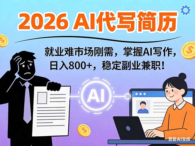 AI代写简历，超暴利，用万能模板月入1-3万实战教程，2026年市场刚需！-情久项目网