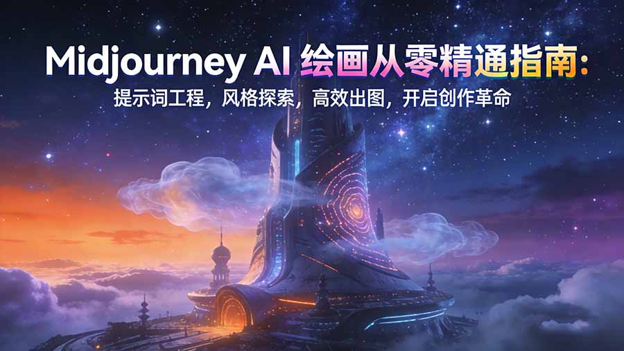 Midjourney AI绘画从零精通指南：提示词工程，风格探索，高效出图，开启创作革命-情久项目网