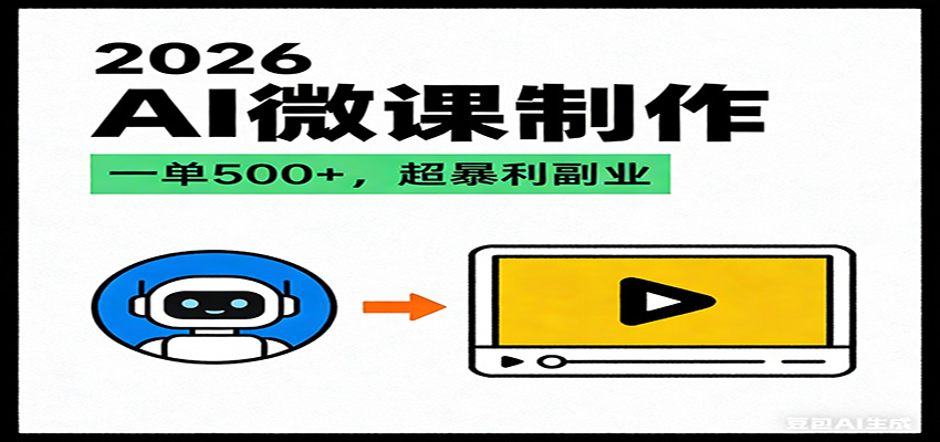 2026AI 风口最稳副业：微课代写制作，一单 500+，人人可做的蓝海项目-情久项目网