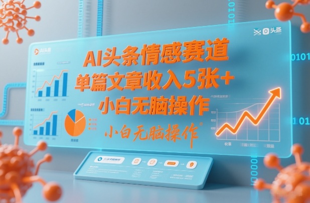 AI头条情感赛道，单篇文章收入5张+，小白无脑操作-情久项目网