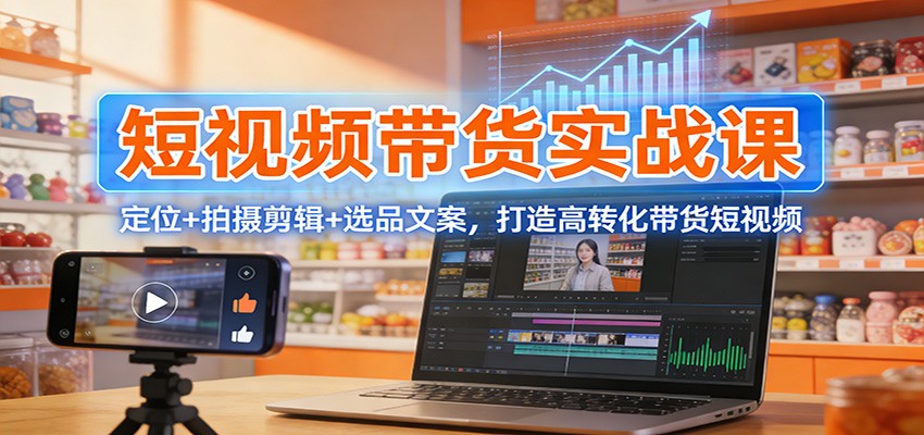短视频带货实战课：定位+拍摄剪辑+选品文案，打造高转化带货短视频-情久项目网