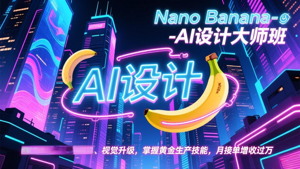 Nano Banana-AI设计大师班，修图合成、广告创作、视觉升级，掌握黄金生产技能，月接单增收过万-情久项目网