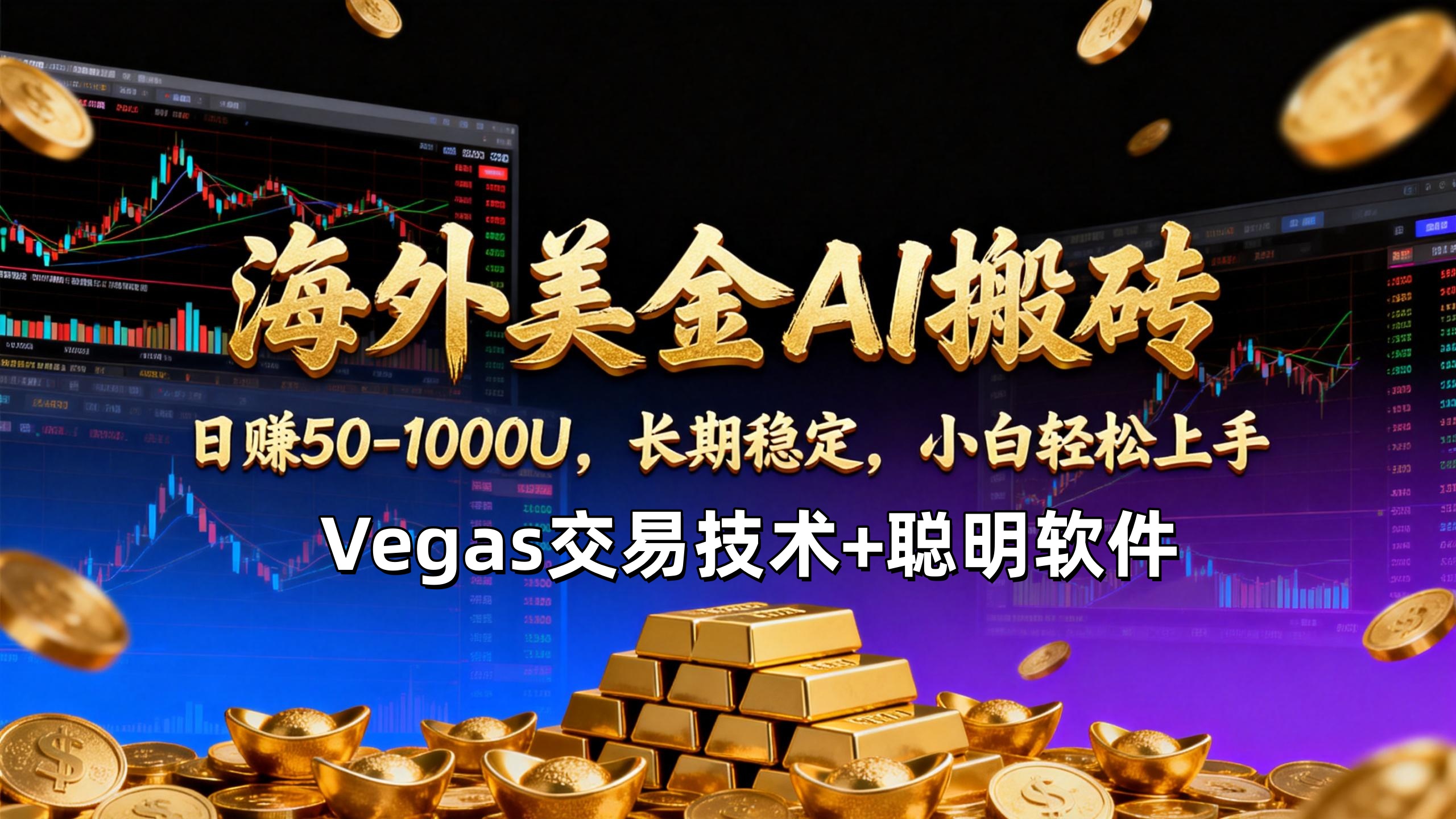 【海外美金AI搬砖】Vegas交易技术+聪明软件，日赚50-1000U，长期稳定，小白轻松上手。-情久项目网