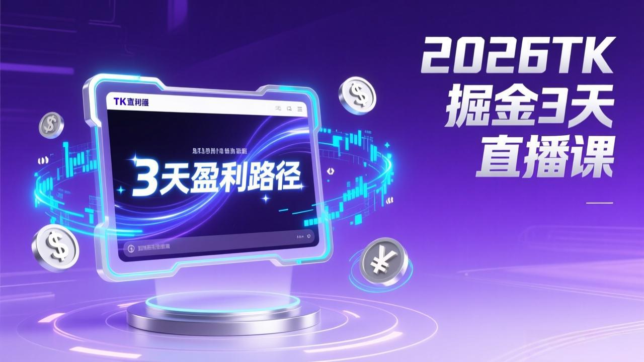 2026TK掘金直播课，起号涨粉+直播带货+商单变现+3天打通盈利路径，月入过万美金-情久项目网
