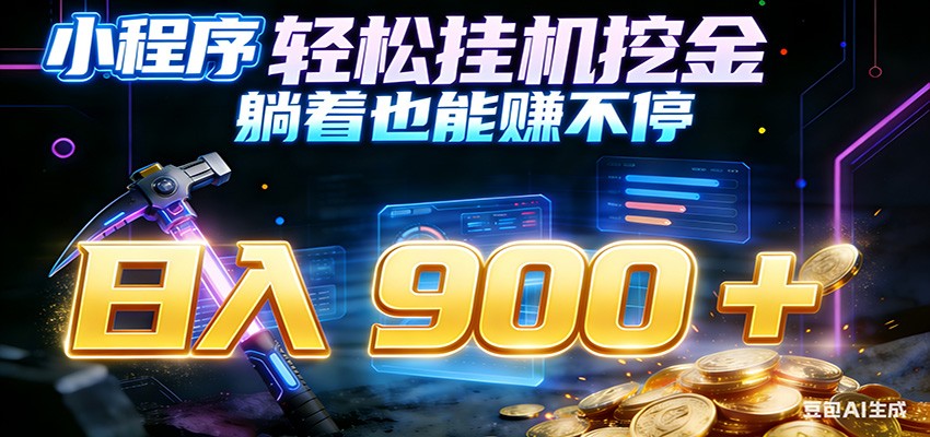 小程序挂机挖金，自动赚金币换现金，多号并行日入900+，轻松搞副业-情久项目网