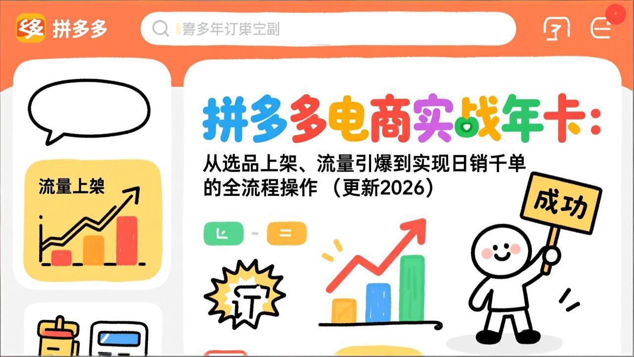 拼多多电商实战年卡：从选品上架、流量引爆到实现日销千单的全流程操作(更新2026-情久项目网