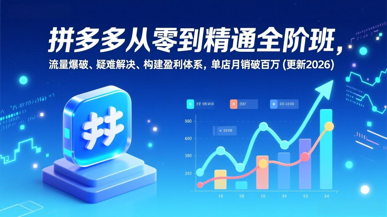 拼多多从零到精通全阶班，流量爆破、疑难解决，构建盈利体系，单店月销破百万(更新2026-情久项目网