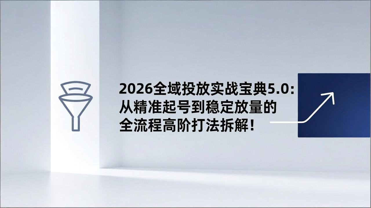 2026全域投放实战宝典5.0：从精准起号到稳定放量的全流程高阶打法拆解！-情久项目网