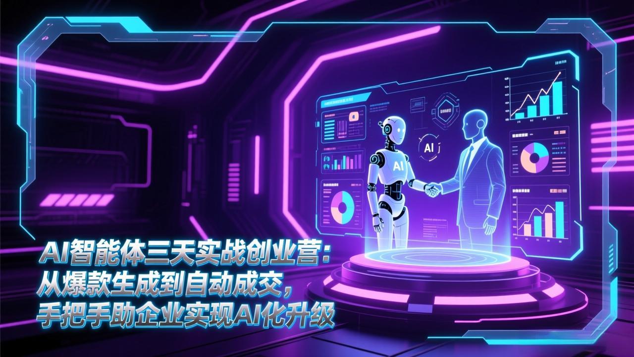 AI智能体三天实战创业营：从爆款生成到自动成交，手把手助企业实现AI化升级-情久项目网